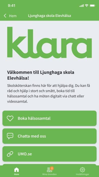 Klara Elevhälsa App skärmdump