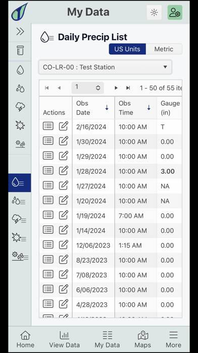 CoCoRaHS App screenshot