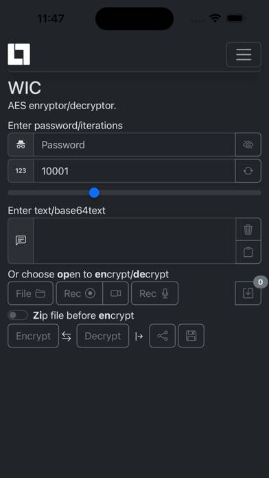 WIC Encrypt/Decrypt Captura de pantalla de la aplicación