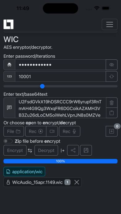 WIC Encrypt/Decrypt Captura de pantalla de la aplicación