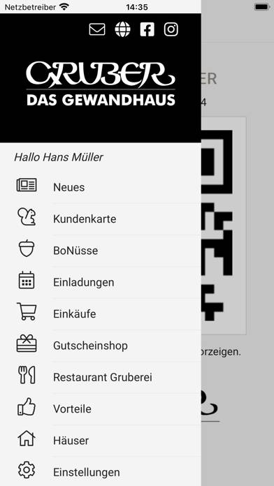 Gewandhaus Gruber App-Screenshot