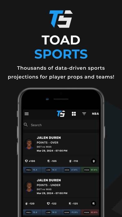 Toad Sports App screenshot