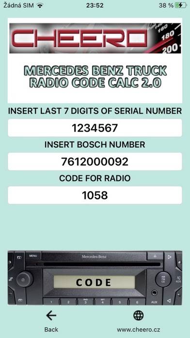 RADIO CODE for MERCEDES TRUCK Captura de pantalla de la aplicación