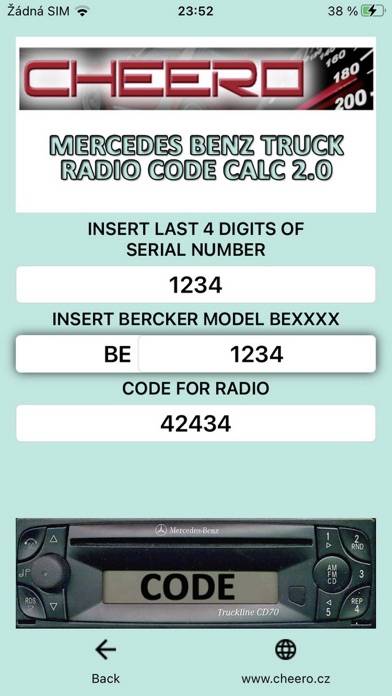 RADIO CODE for MERCEDES TRUCK Captura de pantalla de la aplicación