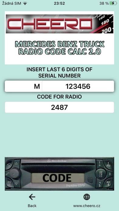 RADIO CODE for MERCEDES TRUCK Captura de pantalla de la aplicación