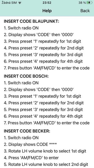 RADIO CODE for MERCEDES TRUCK Captura de pantalla de la aplicación