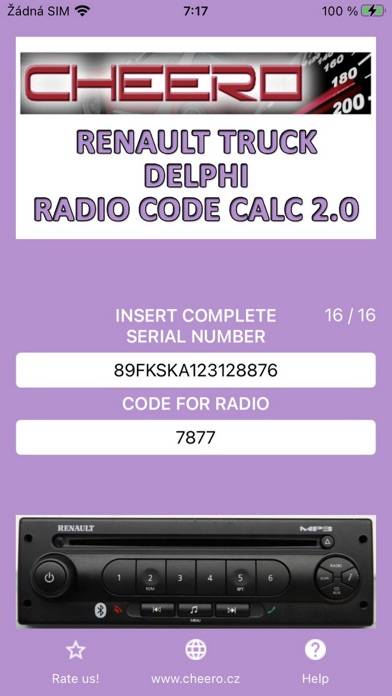 RADIO CODE for RENAULT TRUCK Bildschirmfoto