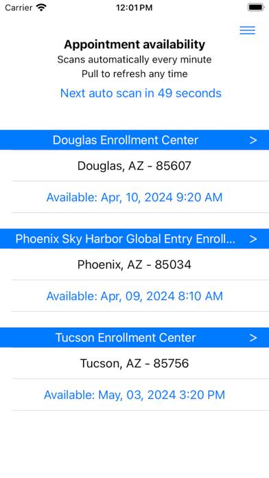 Global Entry Finder App screenshot