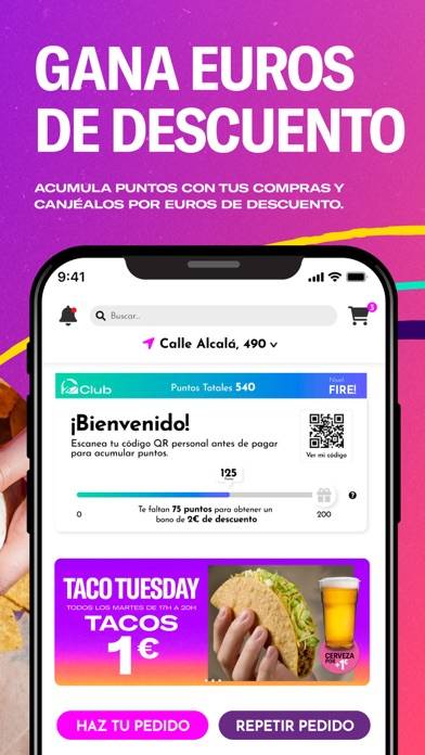 Taco Bell España Captura de pantalla de la aplicación