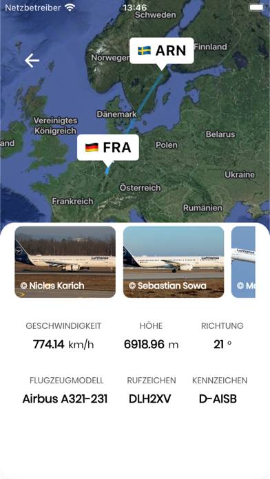 Flüge verfolgen App-Screenshot