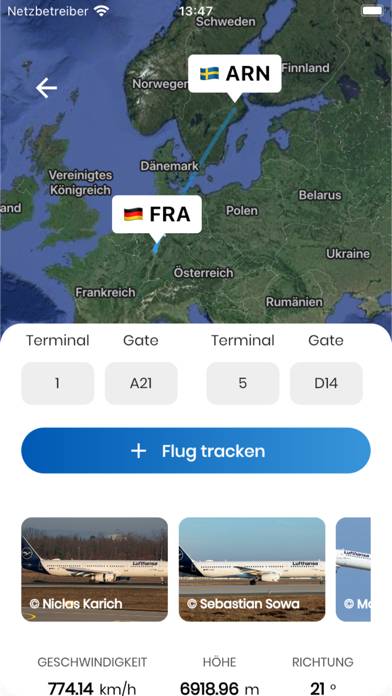 Flüge verfolgen App-Screenshot