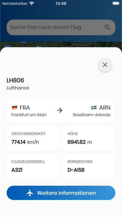 Flüge verfolgen App-Screenshot