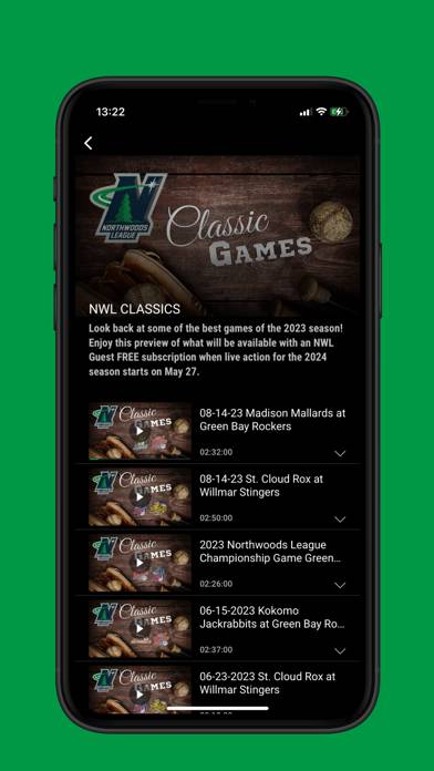 Northwoods League plus App screenshot