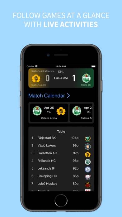 SHL Matchtracker App skärmdump