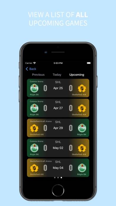 SHL Matchtracker App skärmdump