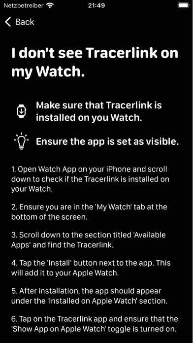Tracerlink App-Screenshot
