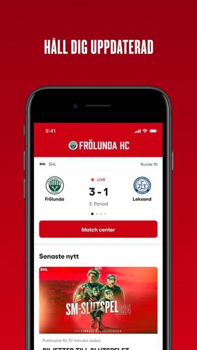 Frölunda HC App skärmdump