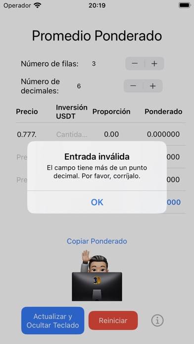 Ponderado Captura de pantalla de la aplicación