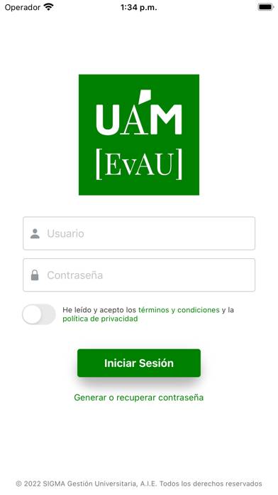 UAM EvAU Captura de pantalla de la aplicación #2