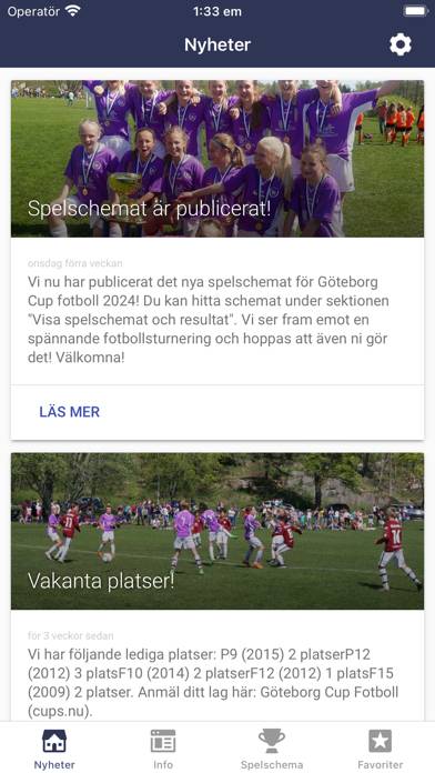 Göteborg Cup Fotboll App skärmdump #1