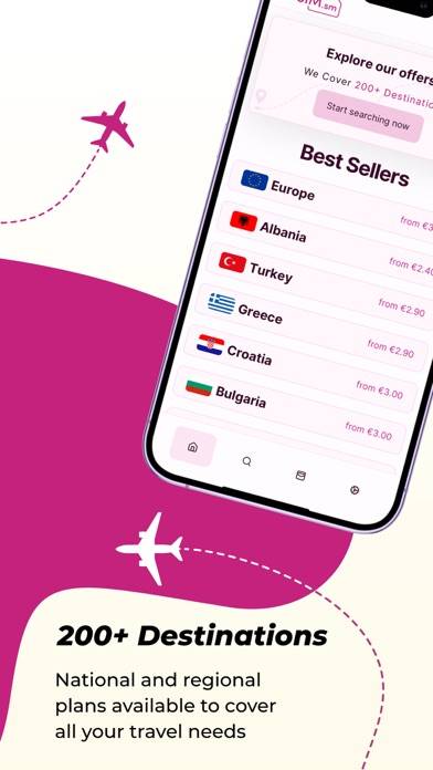 ESIM.sm: Piani eSIM Viaggio Schermata dell'app