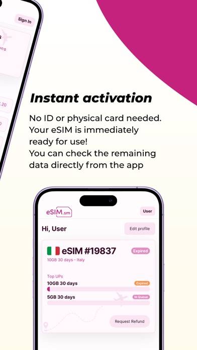 ESIM.sm: Piani eSIM Viaggio Schermata dell'app