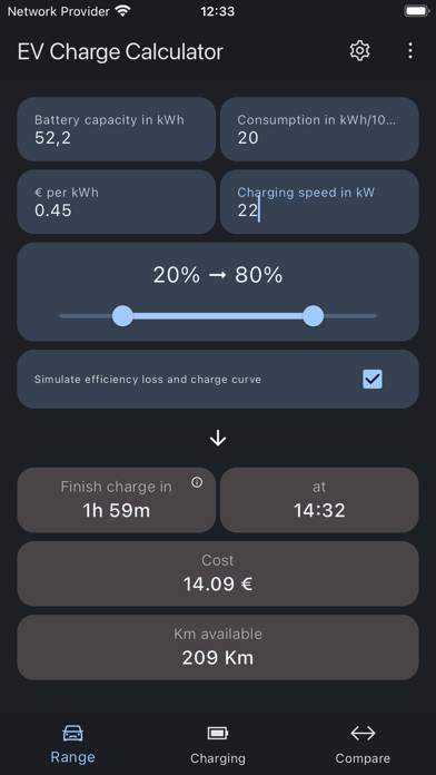 EV Charge Calculator and News Schermata dell'app