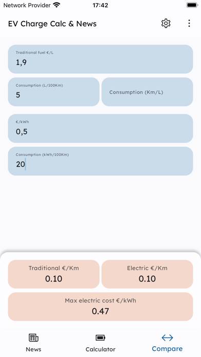 EV Charge Calculator and News Schermata dell'app