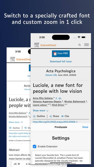 Presbyopia Font Zoom capture d'écran