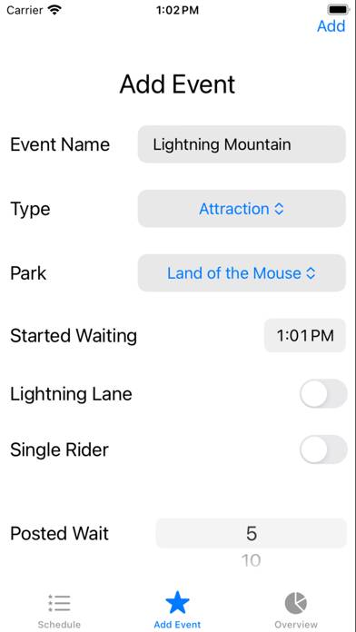 My Theme Park Day App screenshot