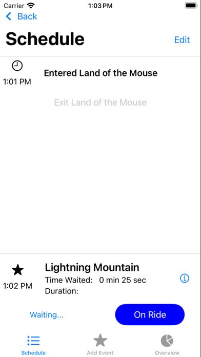My Theme Park Day App screenshot