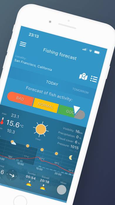 Fishing forecast screenshot