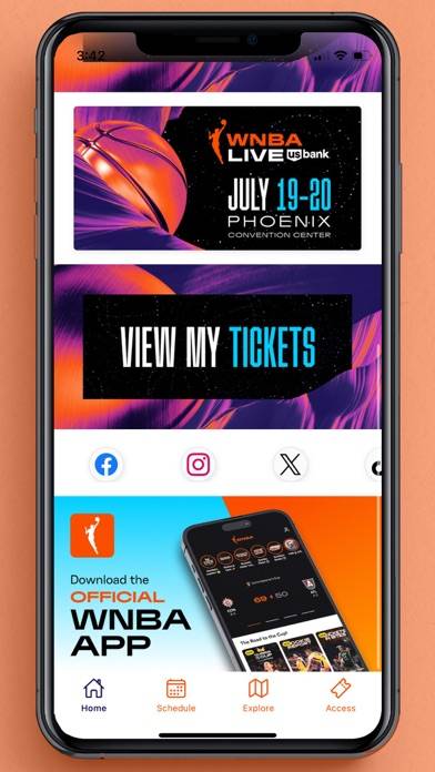 WNBA Events App App screenshot