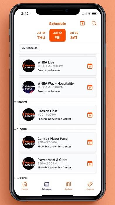 WNBA Events App App screenshot