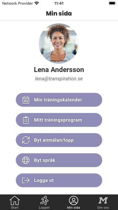 Tjejmilen App skärmdump