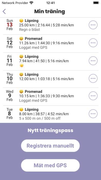 Tjejmilen App skärmdump