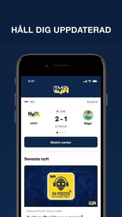 Hv71 App skärmdump