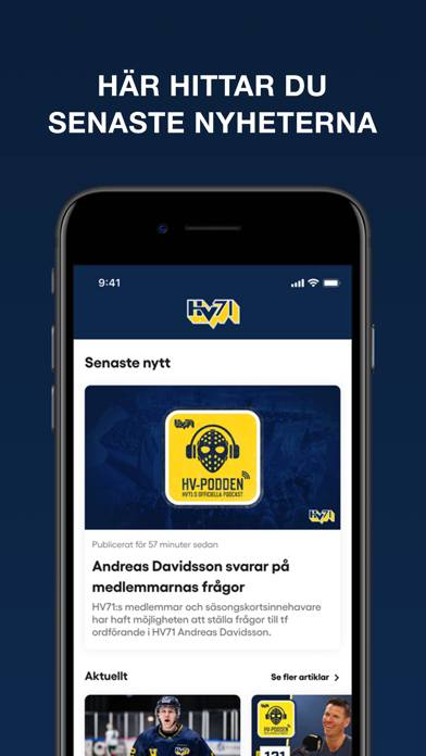 Hv71 App skärmdump