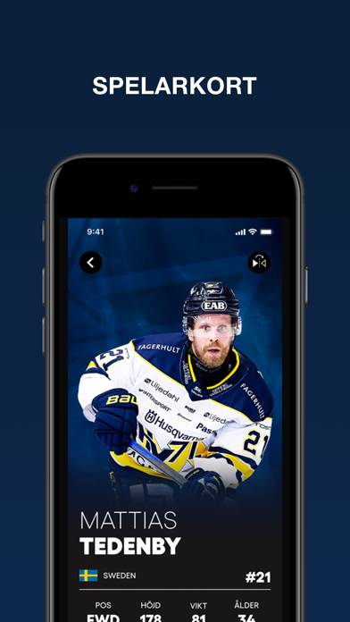 Hv71 App skärmdump