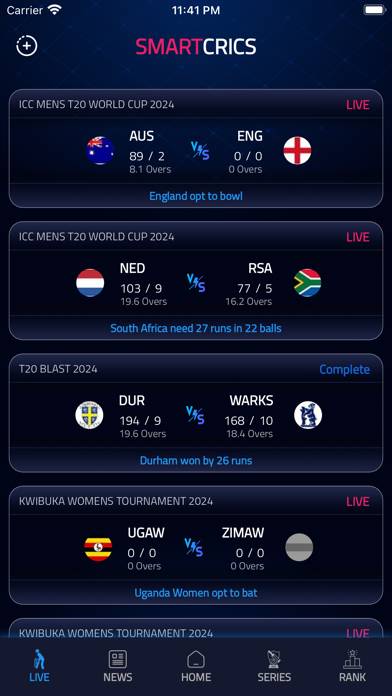 Smartcrics: Live Cricket Score Captura de pantalla de la aplicación #2