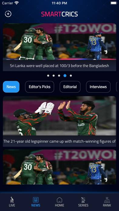 Smartcrics: Live Cricket Score Captura de pantalla de la aplicación #4