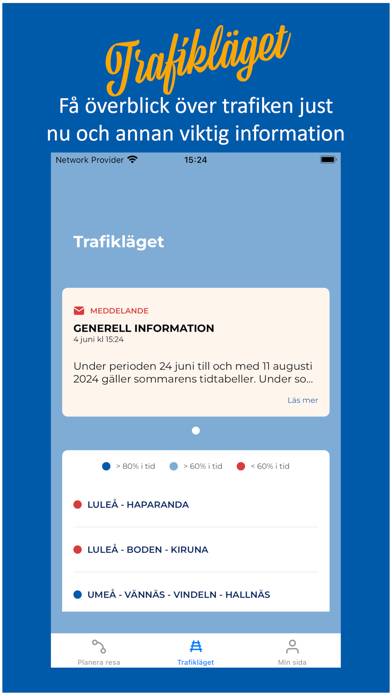 Norrtåg Trafikinformation App skärmdump