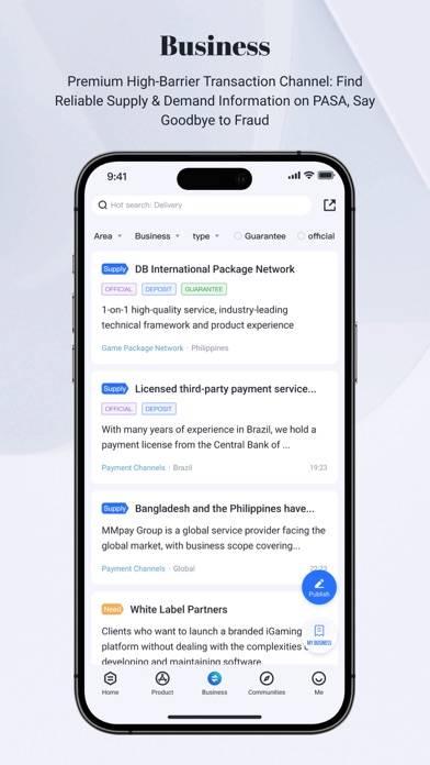 PASA App skärmdump