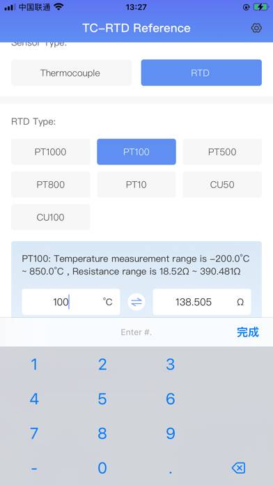TC-RTD Reference Captura de pantalla de la aplicación #1