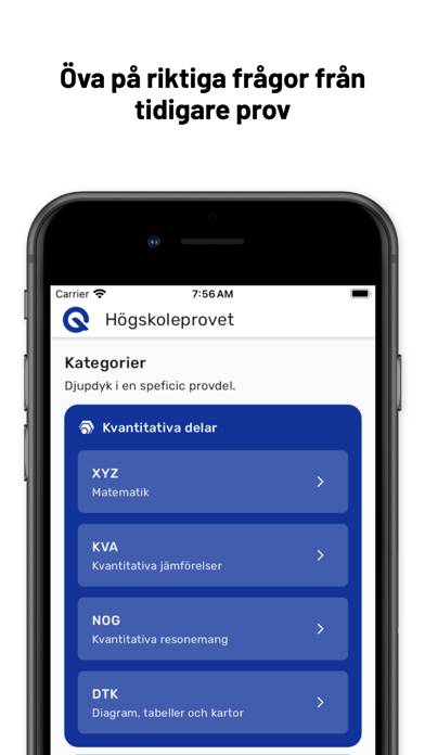 Högskoleprovet App skärmdump