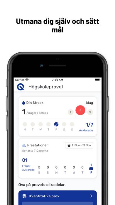 Högskoleprovet App skärmdump