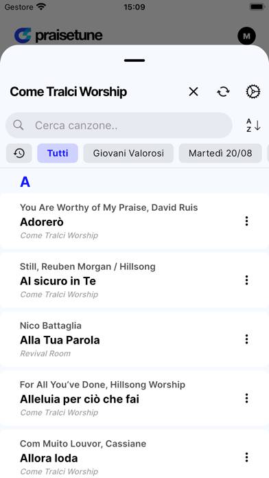 PraiseTune Schermata dell'app