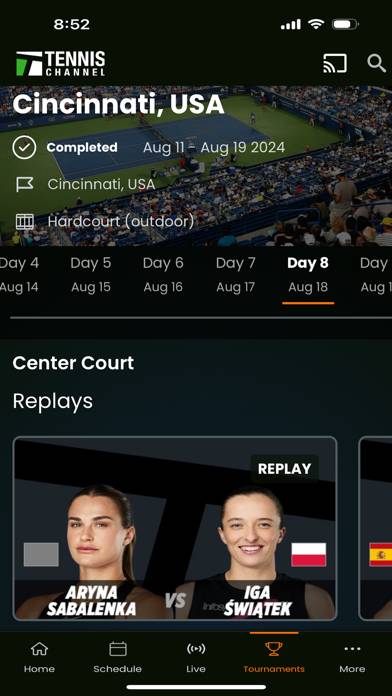 Tennis Channel plus App screenshot