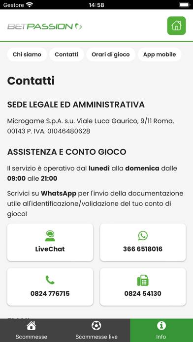 Betpassion Schermata dell'app