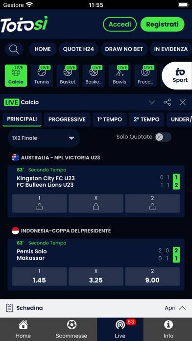 Totosì Schermata dell'app